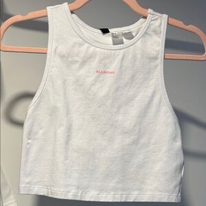 H&M White Tank Top with Small Pink Logo